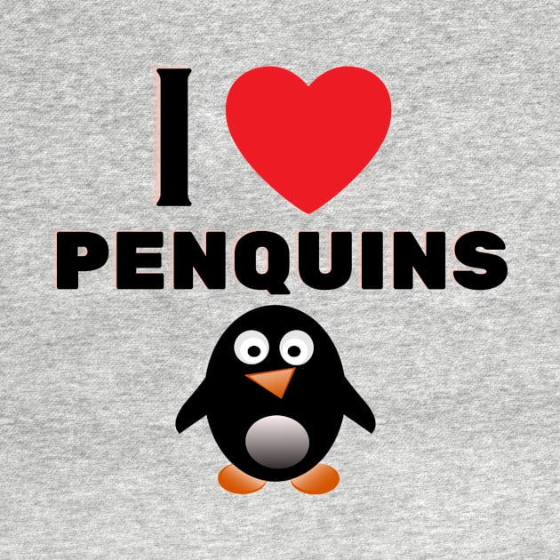 I Love Penquins T-shirt by KathyG'sArt